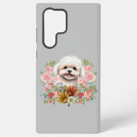 Maltese Dog with Flowers, Cute Maltese Puppy