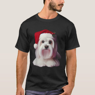 Maltese Dog With Santa Hat Christmas Xmas Owner Lo T-Shirt