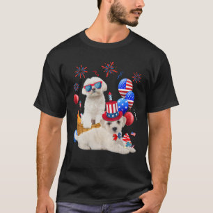 Maltese Dogs 4Th Of July American Flag Balloons Gl T-Shirt
