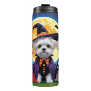 Maltese Dogs Pumpkin Halloween Funny Thermal Tumbler