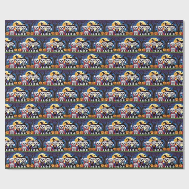 Maltese Dogs Pumpkin Halloween Funny Wrapping Paper (Flat)