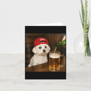 Maltese Drinking Beer Dog Lovers Funny Graphic Card