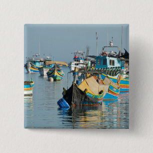 Maltese Fishing Boats   Marsaxlokk In Malta 15 Cm Square Badge