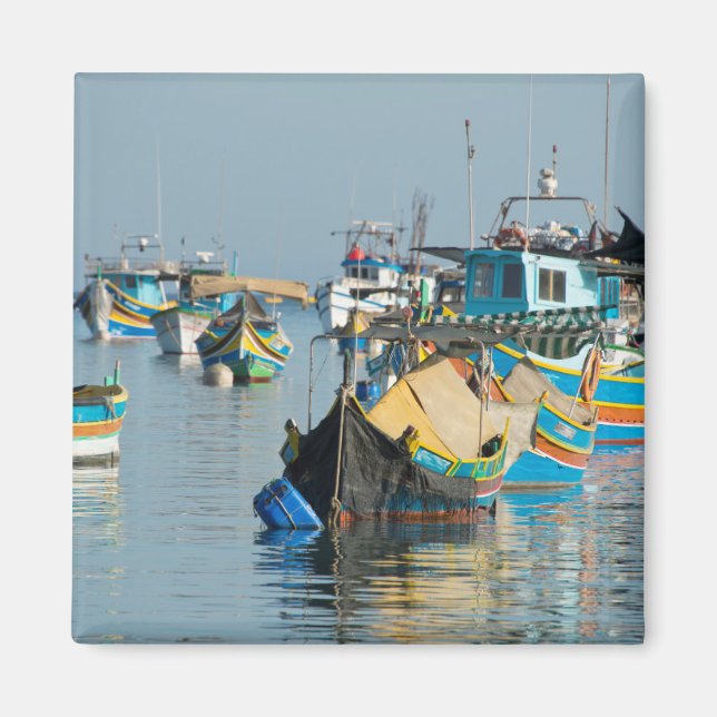 Maltese Fishing Boats | Marsaxlokk In Malta Magnet (Front)
