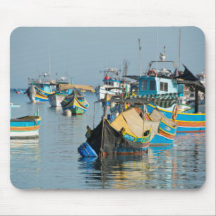 Maltese Fishing Boats   Marsaxlokk In Malta Mouse Mat