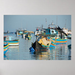 Maltese Fishing Boats Marsaxlokk In Malta Poster
