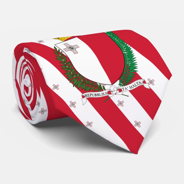 Maltese Flag & Coat of Arms, Flag of Malta Tie (Rolled)