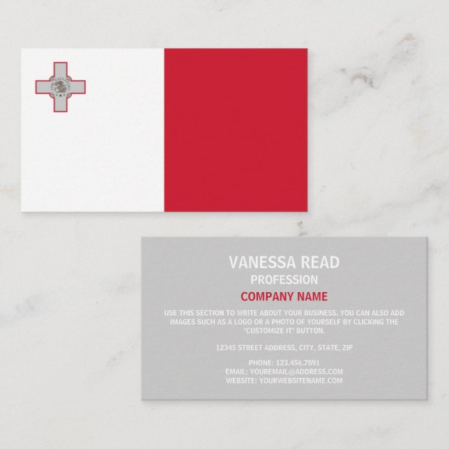Maltese Flag, Flag of Malta Business Card (Front/Back)