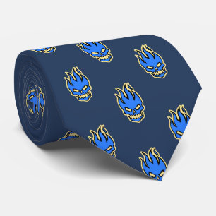Maltese Flaming Skull Creepy Navy Two-sided Tie