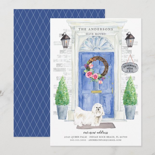 Maltese Front Door Moving Announcement (Front/Back)
