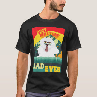 Maltese Graphic  For Best Dad Dog T-Shirt