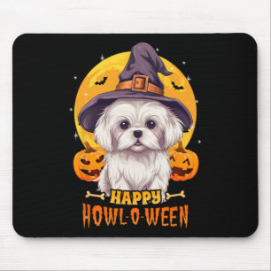 Maltese Halloween Dog Howl O Ween Funny Pet For Me Mouse Mat