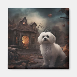 Maltese Halloween Scary Magnet