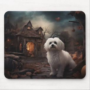 Maltese Halloween Scary Mouse Mat