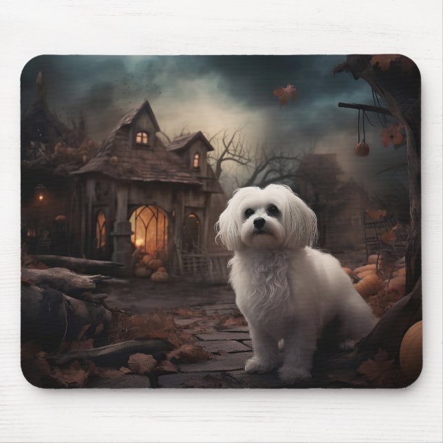 Maltese Halloween Scary Mouse Mat (Front)