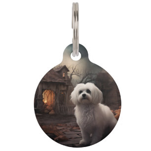 Maltese Halloween Scary Pet Tag