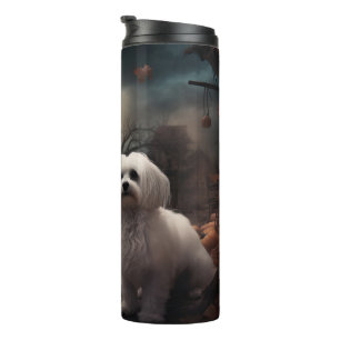 Maltese Halloween Scary Thermal Tumbler