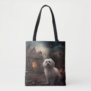 Maltese Halloween Scary Tote Bag