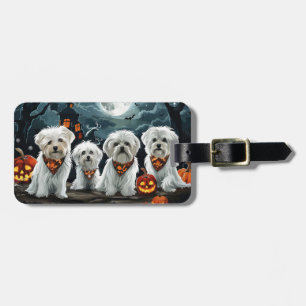 Maltese Halloween Spooky Luggage Tag