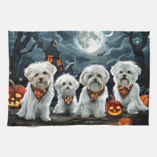 Maltese Halloween Spooky Tea Towel