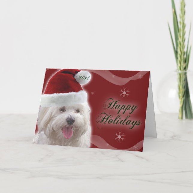 Maltese Happy Holidays Card (Front)