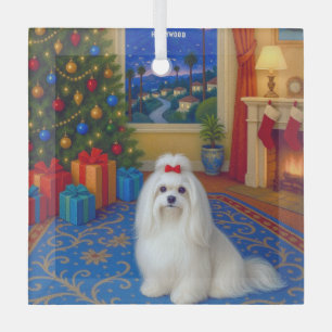 Maltese Holiday Glass Tree Decoration