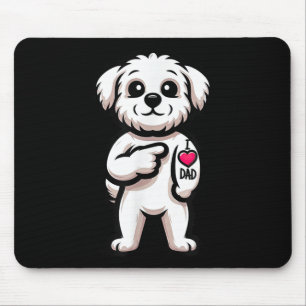 Maltese I Love Dad Funny Dog Tattoo _1 Mouse Mat