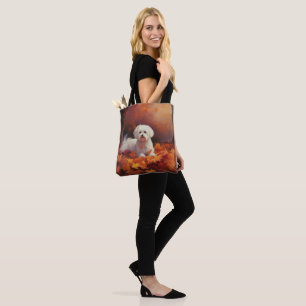 Maltese in Autumn Leaves Fall Inspire Tote Bag