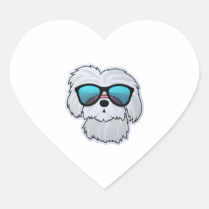 Maltese in Cool Sunglasses Classic T-Shirt Heart Sticker