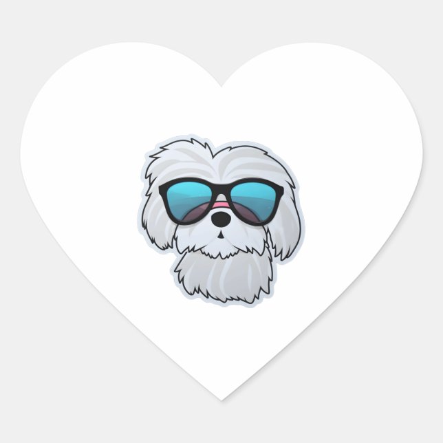 Maltese in Cool Sunglasses Classic T-Shirt Heart Sticker (Front)