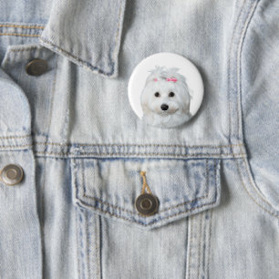 Maltese in White Adorable Puppy Wonder 6 Cm Round Badge