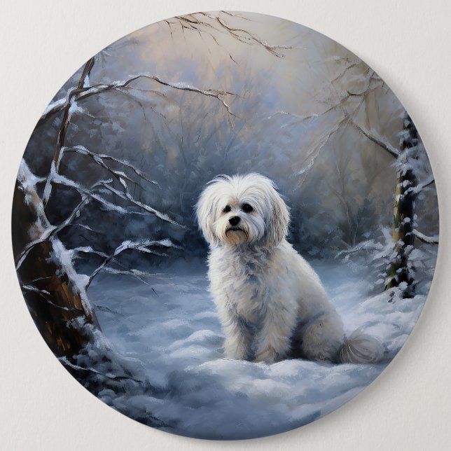 Maltese Let It Snow Christmas 6 Cm Round Badge (Front)