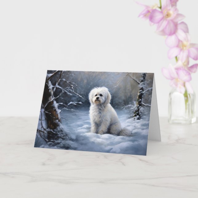 Maltese Let It Snow Christmas Card (Orchid)