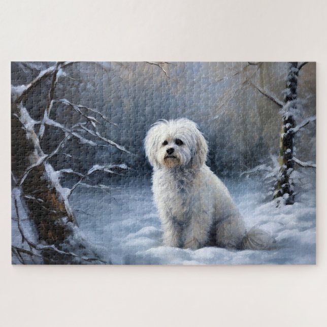 Maltese Let It Snow Christmas Jigsaw Puzzle (Horizontal)