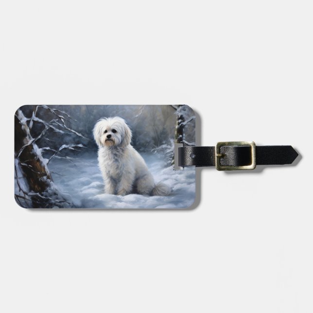 Maltese Let It Snow Christmas Luggage Tag (Front Horizontal)