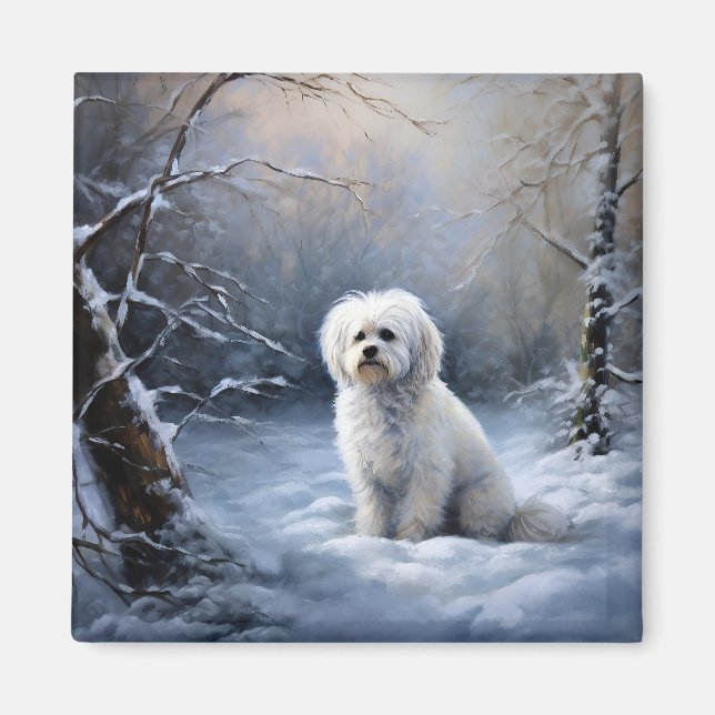 Maltese Let It Snow Christmas Magnet (Front)