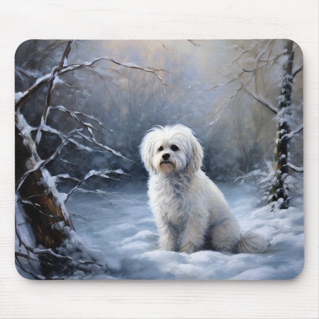 Maltese Let It Snow Christmas Mouse Mat (Front)