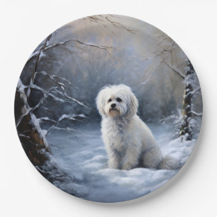 Maltese Let It Snow Christmas Paper Plate