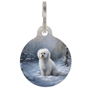 Maltese Let It Snow Christmas Pet Tag