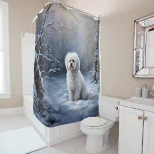 Maltese Let It Snow Christmas Shower Curtain