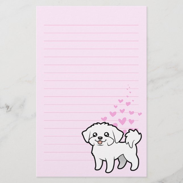 Maltese Love (puppy cut) Stationery (Front)