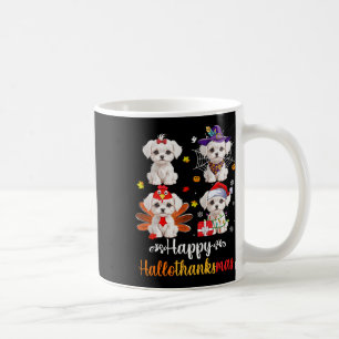 Maltese Lover Halloween Merry Christmas Happy Hall Coffee Mug
