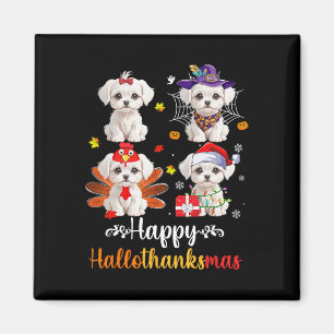 Maltese Lover Halloween Merry Christmas Happy Hall Magnet
