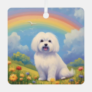 Maltese Memorial Custom Dog Name Rainbow Bridge Metal Tree Decoration