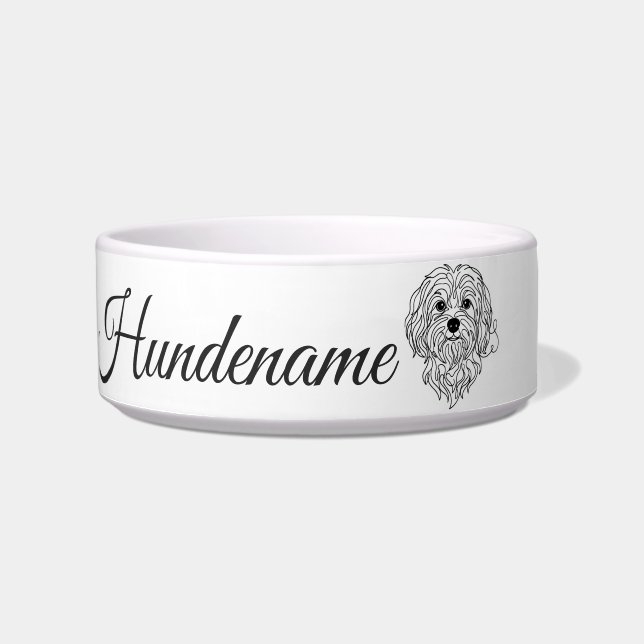 Maltese Minimalist Line Art personalized bowl (Front)
