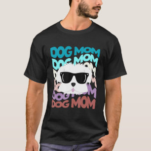Maltese Mum Cool Retro Dog Mum T-Shirt
