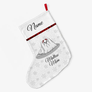 Maltese Mum - Cute Dog Breed Mum Dog Mum Large Christmas Stocking