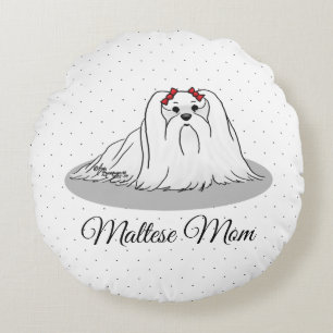 Maltese Mum - Cute Dog Breed Mum Dog Mum Round Cushion