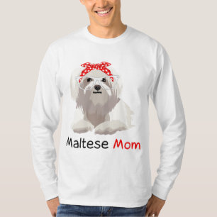Maltese Mum Dog Bandanna Pet Lover Womens Maltese T-Shirt
