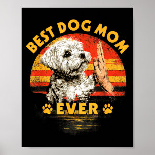 Maltese mum retro sunset funny dog mother's day poster